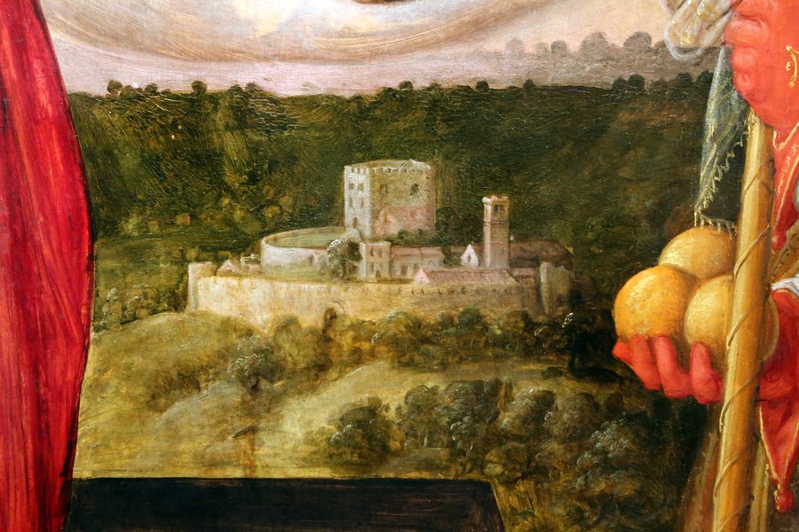 File:Stradano, madonna della cintola tra i ss. giovanni battista e nicola di bari, 1590 (montemurlo, san giovanni) 05 rocca.jpg